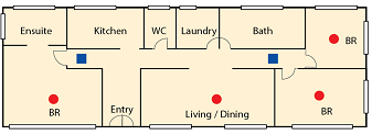  Floorplan Bedrooms at both end of a home floorplan